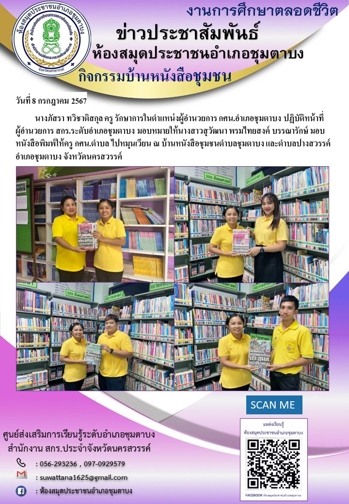 มอบหนังสือพิมพ์ลงบ้านหนังสือชุมชน 8 7 67